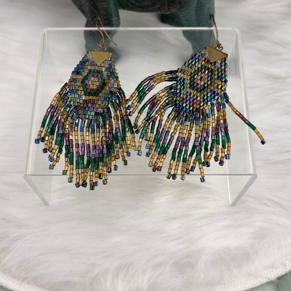 Vintage Multicolor Beaded Earrings for Pierced Ears